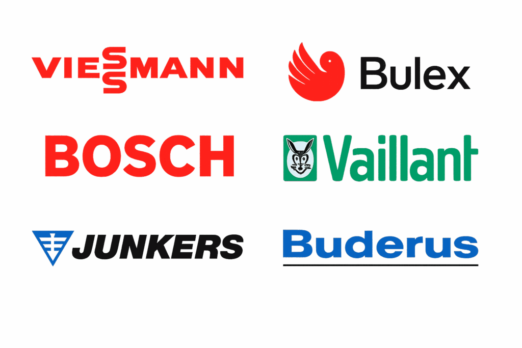 Codes erreurs chaudières Logos des principales marques de chaudières : Vaillant, Bulex, Bosch, Viessmann, Junkers et Buderus