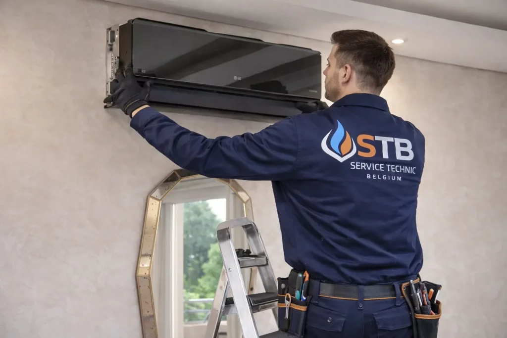 Pose de système de climatisation réversible et entretien par Service Technic Belgium