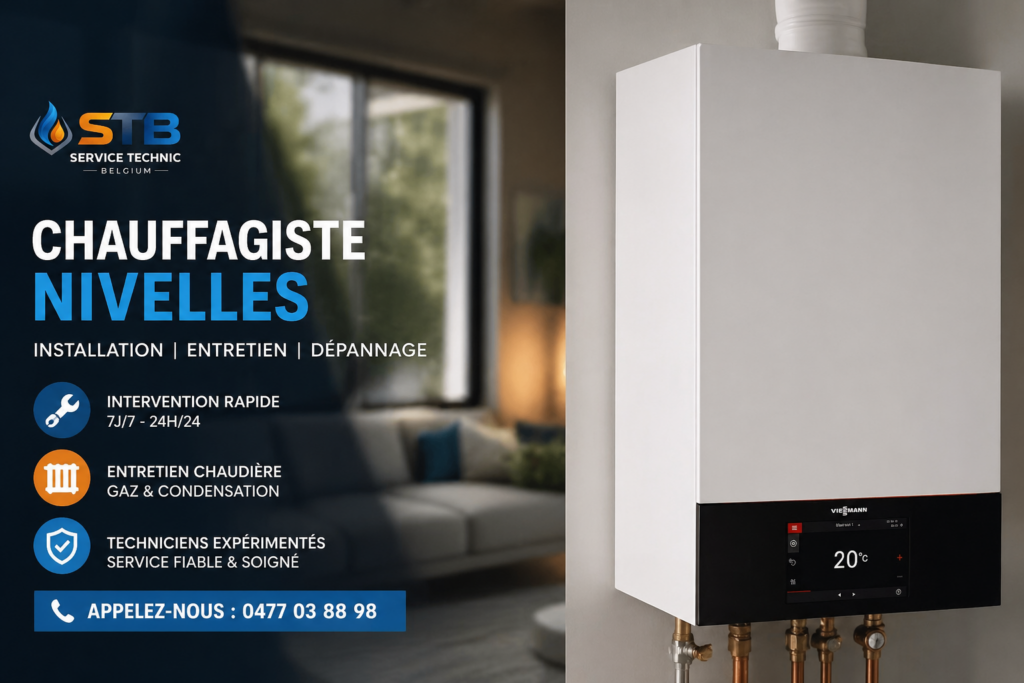 Chauffagiste Nivelles installation entretien dépannage chaudière maison moderne Belgique