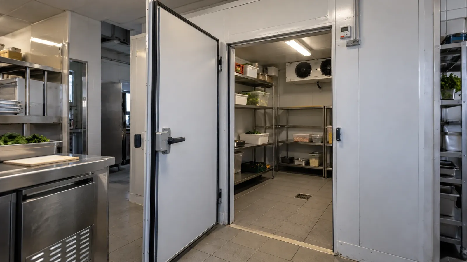 Chambre froide dans une cuisine professionnelle