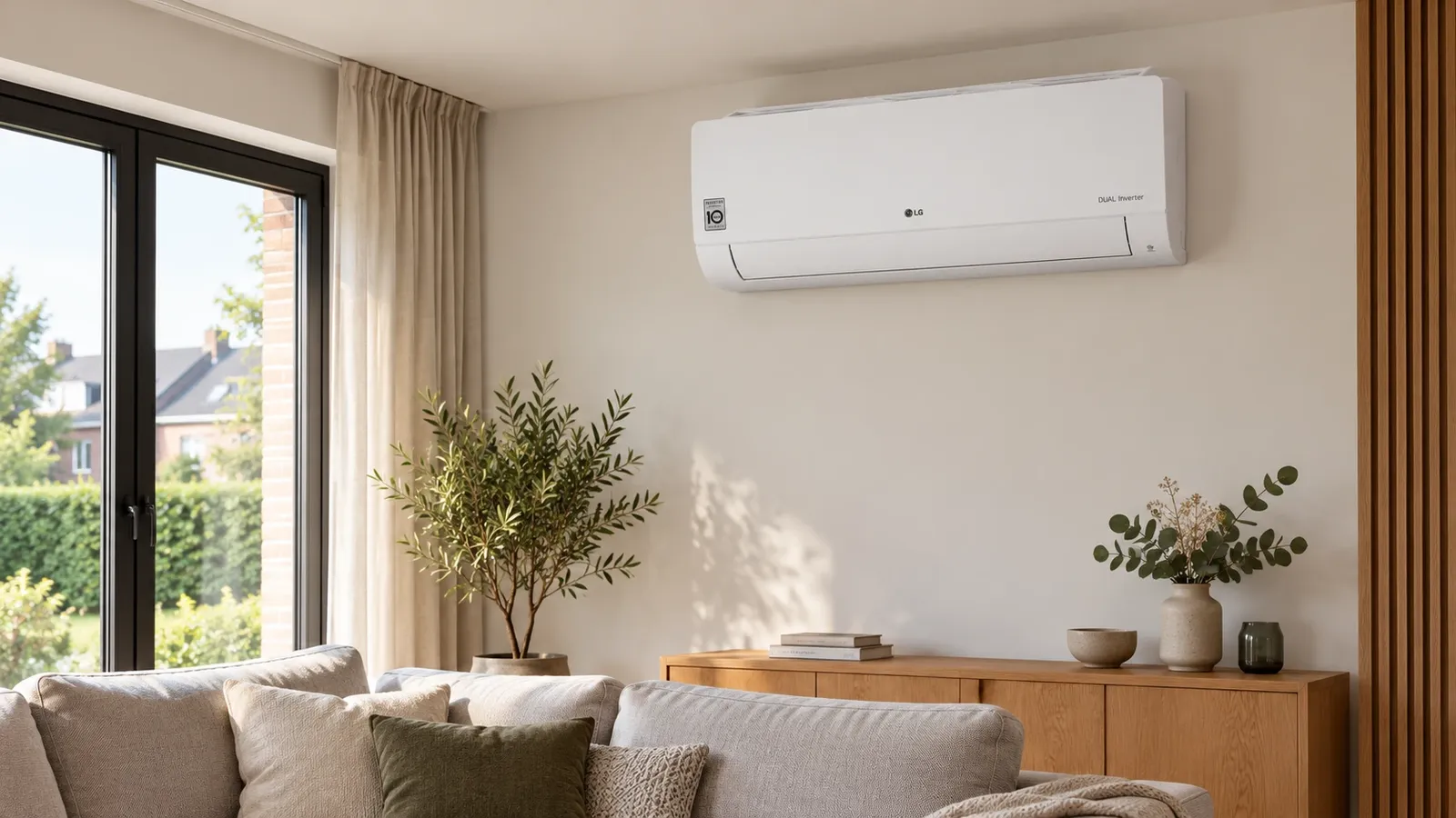 Climatiseur mural au-dessus d'un canapé