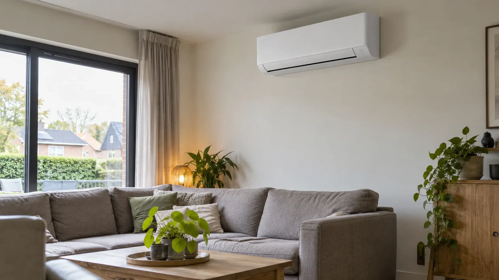 Climatisation murale installée dans un salon