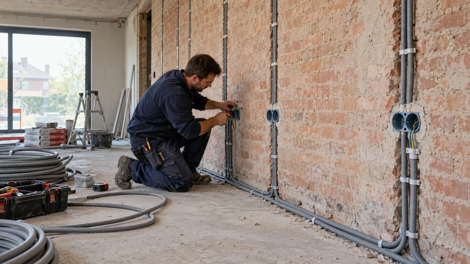Electrical installation on a renovation site
