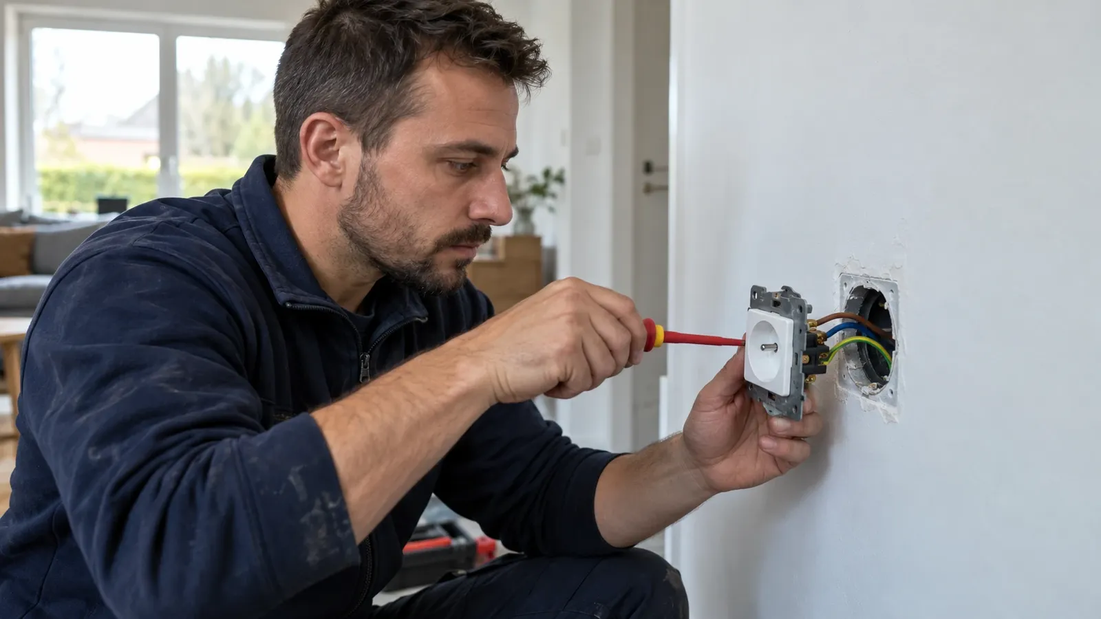 Electrician wiring a new socket