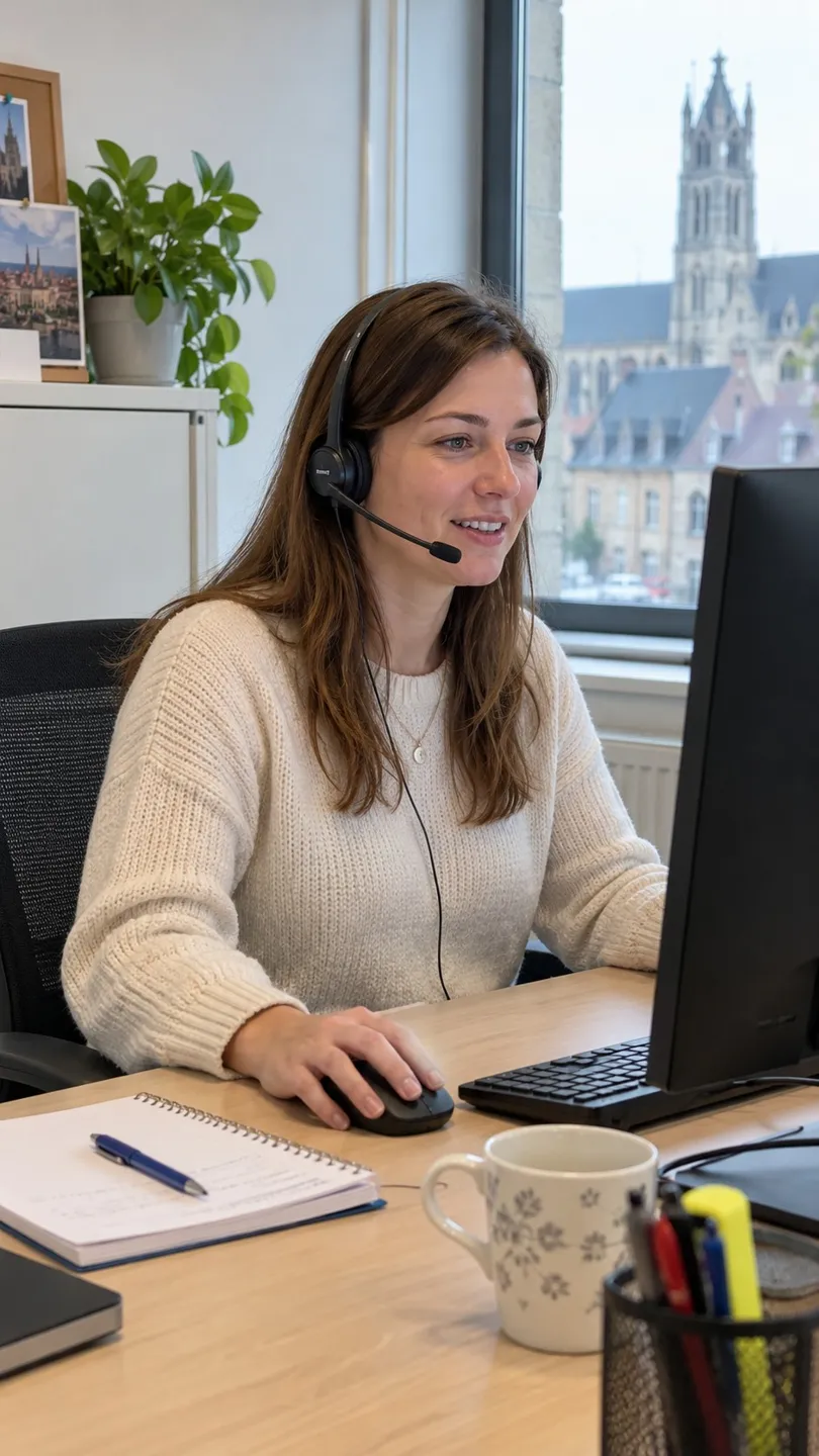 Service Technic Belgium office on the phone with a customer