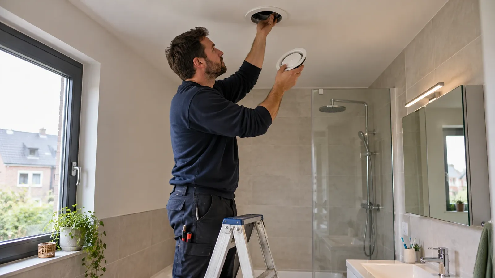 Fitting an extract grille in a bathroom ceiling