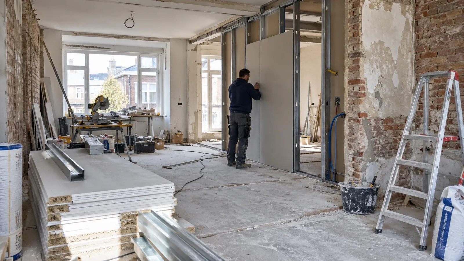 Renovatiewerf met plaatsing van scheidingswanden