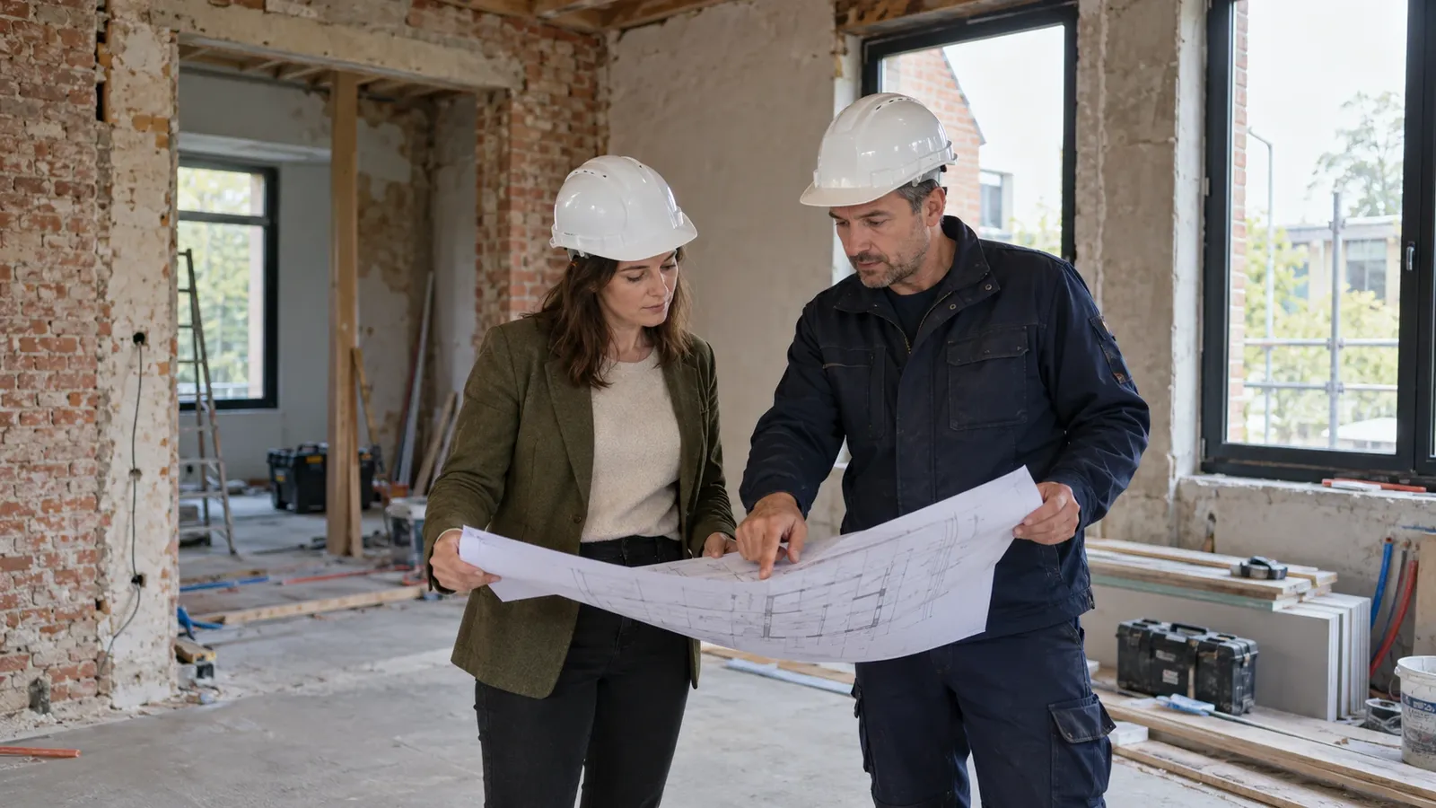Site meeting with the architect around the drawings